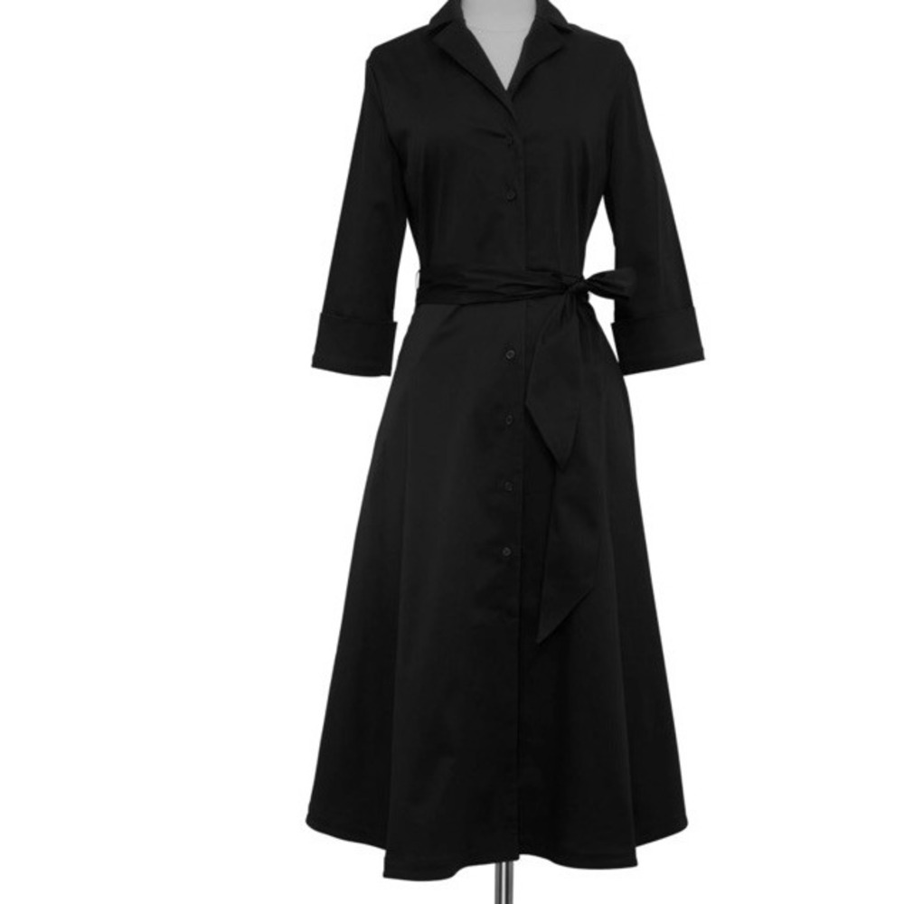 The J. Peterman Company long sleeve black maxi dress Cotton Size 10 - Picture 1 of 8